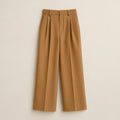 Camel-Toned High-Waisted Wide-Leg Trousers on a neutral background